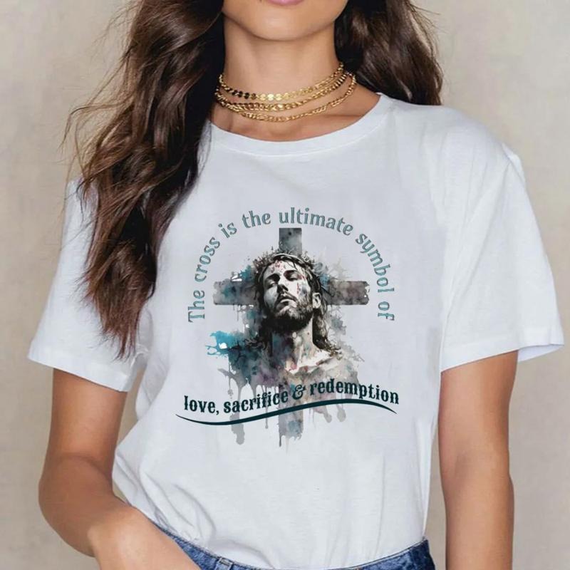 The Cross Is The Ultimate Symbol Of Love Christian T-Shirt Pure Cotton Casual Street Style Crew Neck Short Sleeve T-Shirt...