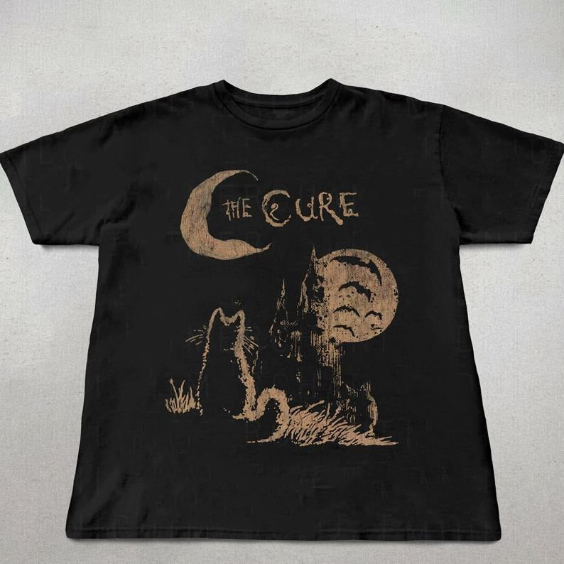 The Cure Cat Tshirt and Sweatshirt, 90s Alt Indie Rock, Unisex shirt, Music Gifts, Cat Lover gifts, the cure fan gifts,...
