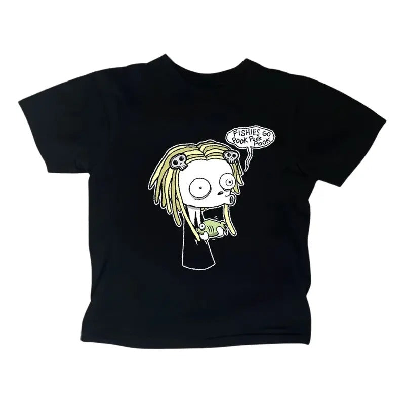 The Cute Little Dead Girl Baby Tee, Gothic Emo Girl Baby Tee, Y2k Top Women Streetwear, Grunge 2000s, Women Fitted...