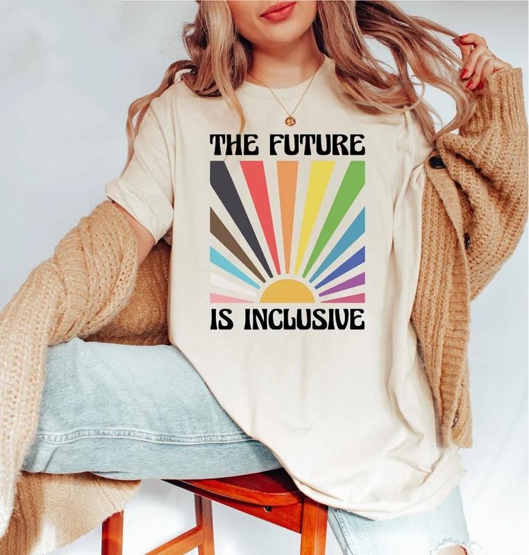 The Future Is Inclusive Tshirt, Rainbow Pride Tee, Trans Rights Top, Lgbtq Gift, Progress Pride Shirt, Social Justice...