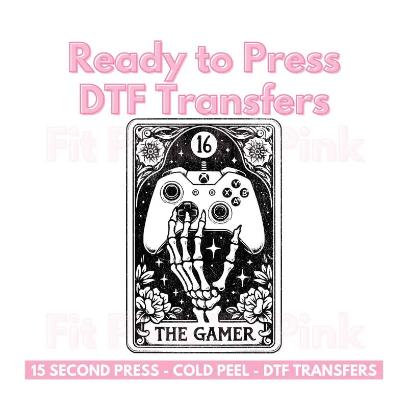 The Gamer Tarot Card Distressed DTF Transfers Ready to Press Direct to Film - Trendy Vintage Transfers for Gamers 9.5"w x...
