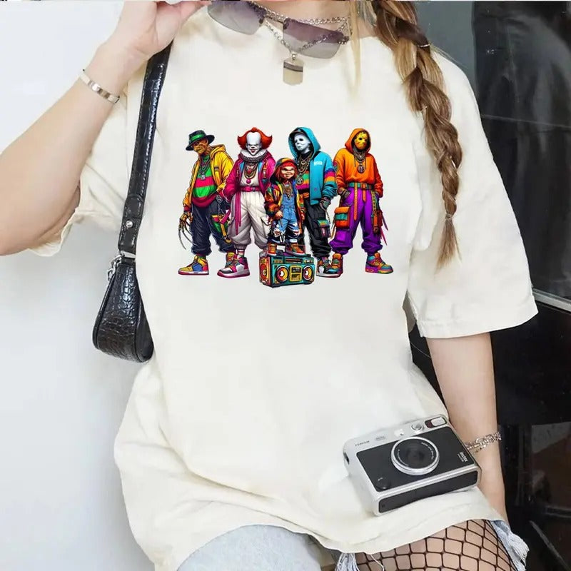 Gang Shirt Halloween Characters Chucky Pennywise Michael Myers Freddy Krueger Jason Voorhees Shirt Spooky Season Party Shirt T-Shirts, Hoodie, Sweatshirt