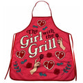 The Girl With The Grill Apron Funny Backyard BBQ Grilling Kitchen Smock Funny Graphic Kitchenwear Funny Food  Novelty...