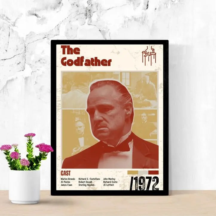 The Godfather Movie Poster Art Print Wall Hanging Decor, Mafia Gangster Home Cinema Wall Art, Vintage Film Poster,...