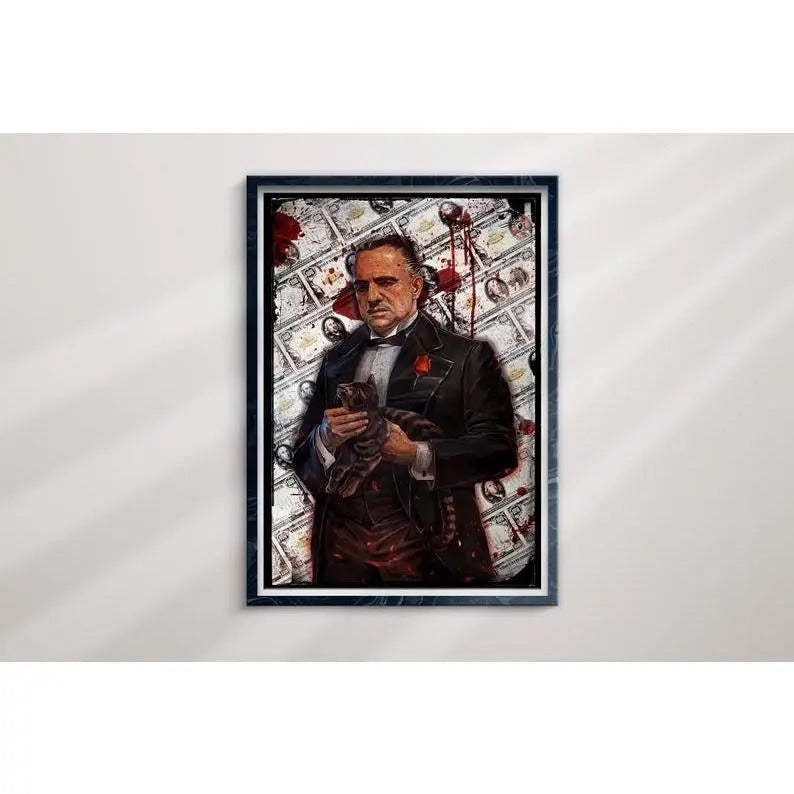 The Godfather Vito Corleone Poster, Canvas, Framed Art | Vito Corleone Iconic Mafia Wall Art | Don Corleone Print |...