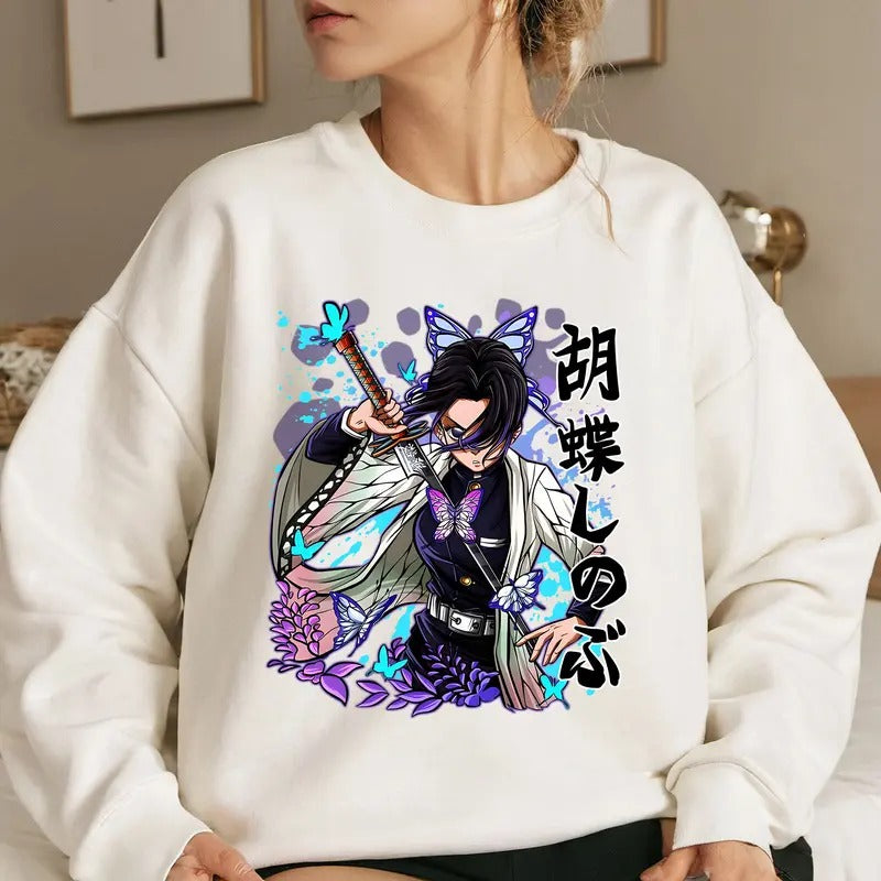 The Hashira DM Characters Insect Hashira Shirt Crewneck Hoodie, Anime Otaku Shirt Comfort Cotton Sweatshirt | GrindPrints.com