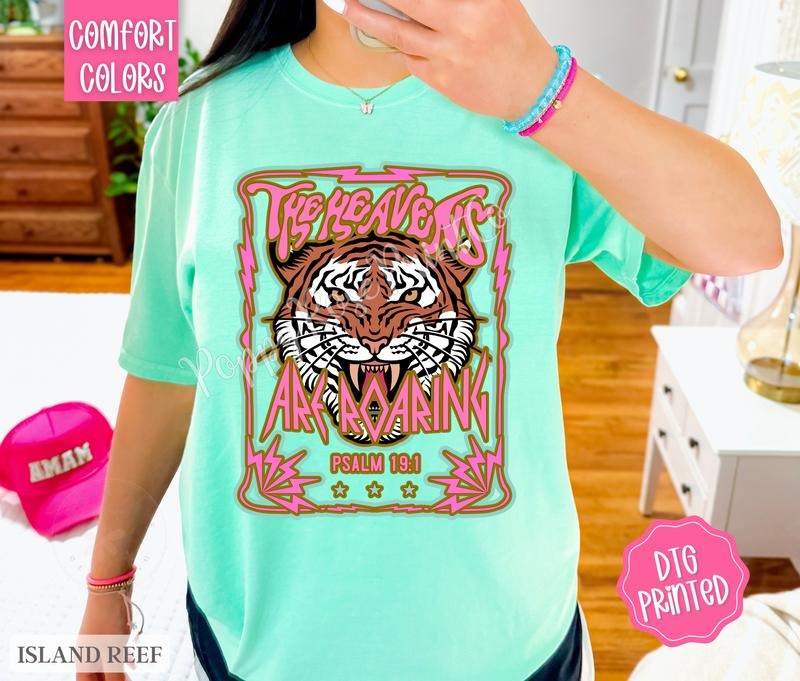 The Heavens Are Roaring Front Comfort Colors Shirt, Cute Religious Tshirt, Christian Tee Hoodie, Sweatshirt | GrindPrints.com