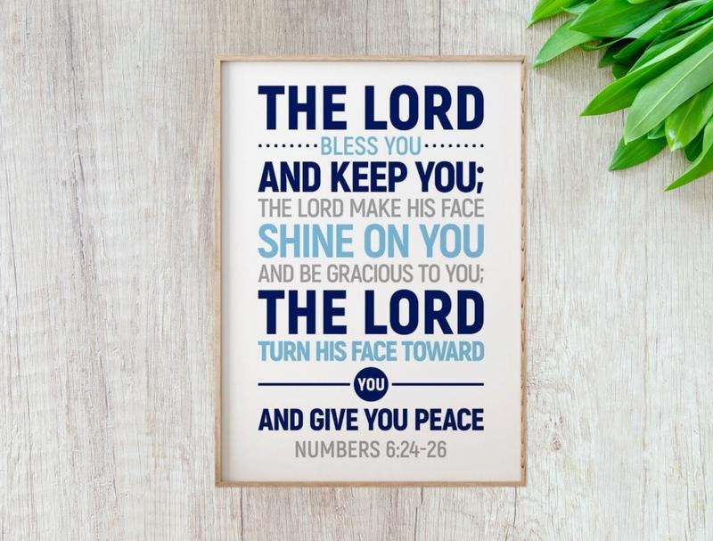 The Lord Bless You And Keep You The Lord Make His Face Shine On You, Numbers 6:24 26, Christian Wall Decor, Bible Verse,...
