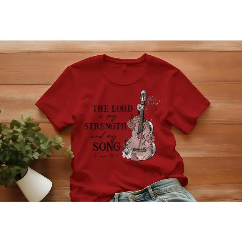 The Lord Is My Strength And My Song Christian Women's T-Shirt Casual Crewneck Hoodie, Sweatshirt | GrindPrints.com