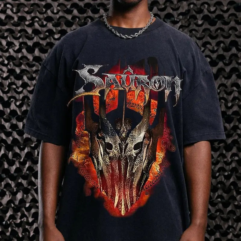 The Lord Of The Rings Lord Sauron Vintage T-Shirt Trending Movie Shirt Menswear Streetwear Movie Fans Graphic Casual...