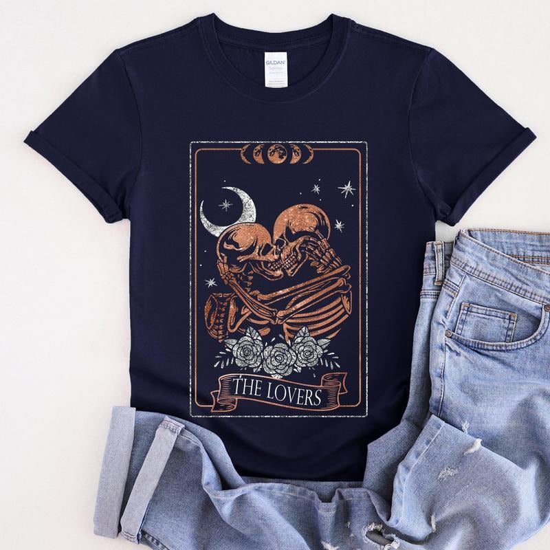 The Lovers Tarot, Moon, Skeletons, Mystical, Magic, Super Soft Tshirt, Valentine's Day Hoodie, Sweatshirt | GrindPrints.com