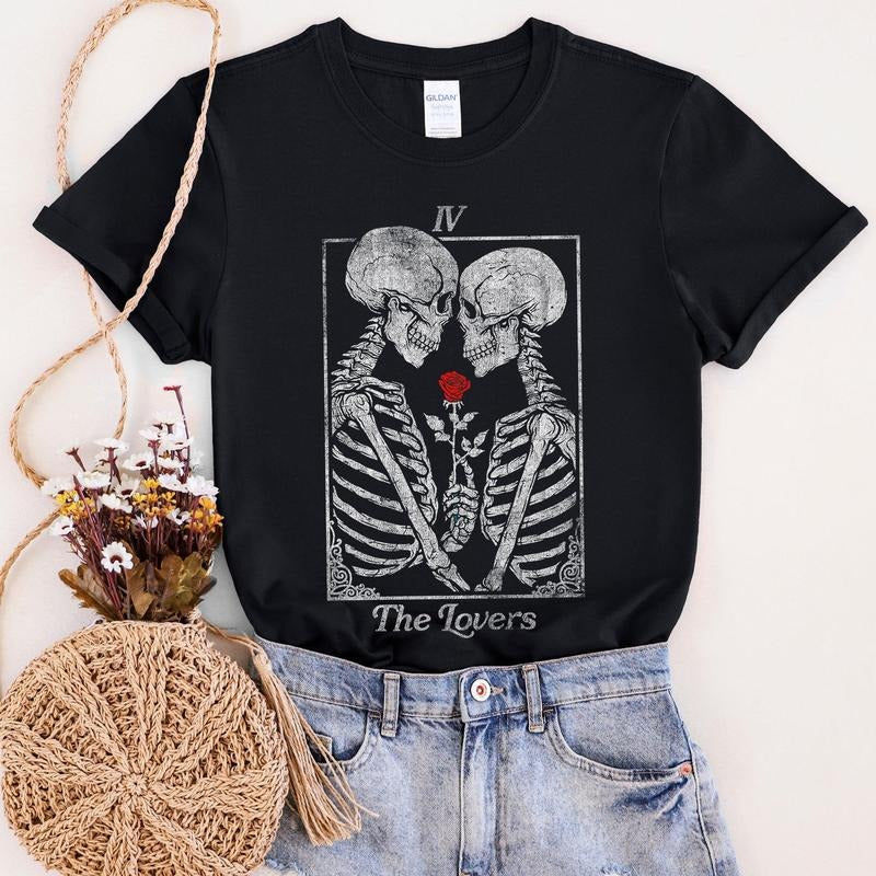 The Lovers Tarot, Skeletons, Mystical, Magic, Super Soft Tshirt, Valentine's Day Hoodie, Sweatshirt | GrindPrints.com