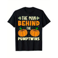The Man Behind The Pumptwins Halloween Pumpkin Twins T-Shirt, 100% Cotton, Halloween Thanksgiving Christmas Gift for Men...