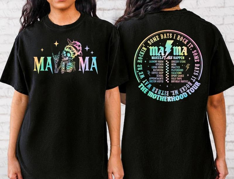 Motherhood Tour Shirt Some Days I Rock Shirt Mama Lighting Bold Shirt Rock Roll Motherhood World Tour Her Mom T-Shirts, Hoodie, Sweatshirt