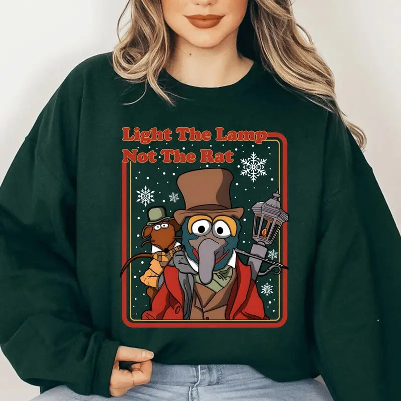 The Muppets Christmas Carol Sweatshirt, Gonzo And Rizzo Light The Lamp Not the Rat Shirt, Muppets Xmas Lights Shirt,...