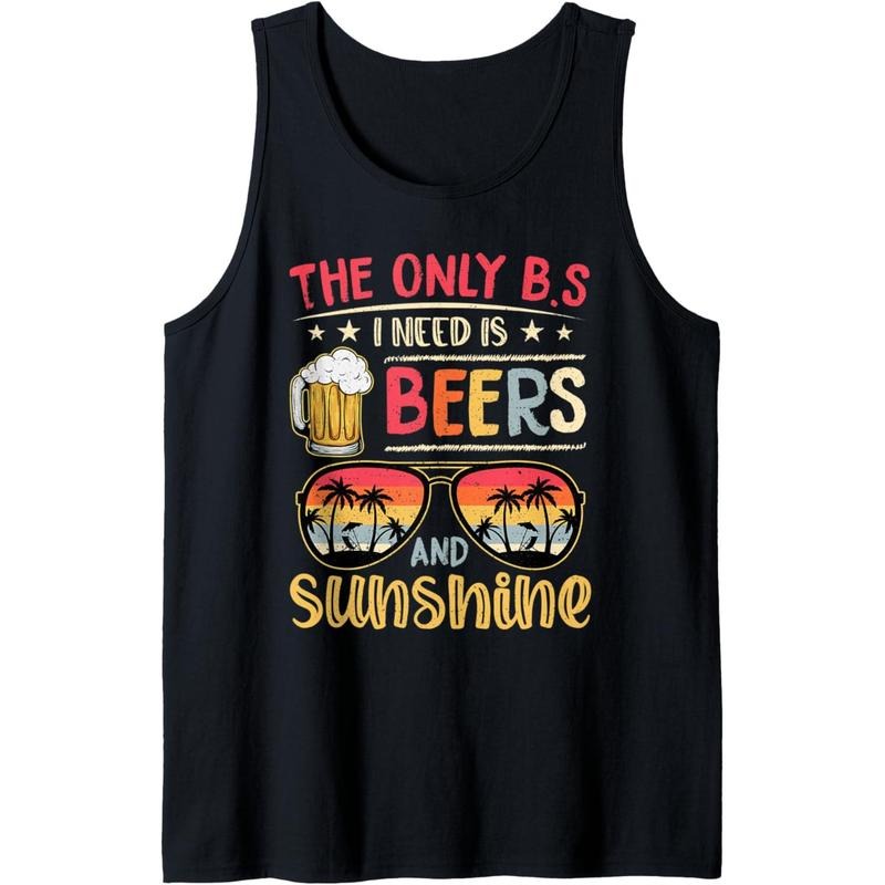 The Only BS I Need Is Beers and Sunshine Retro Beach Grange Tank Top T-Shirts, Hoodie, Sweatshirt | GrindPrints.com
