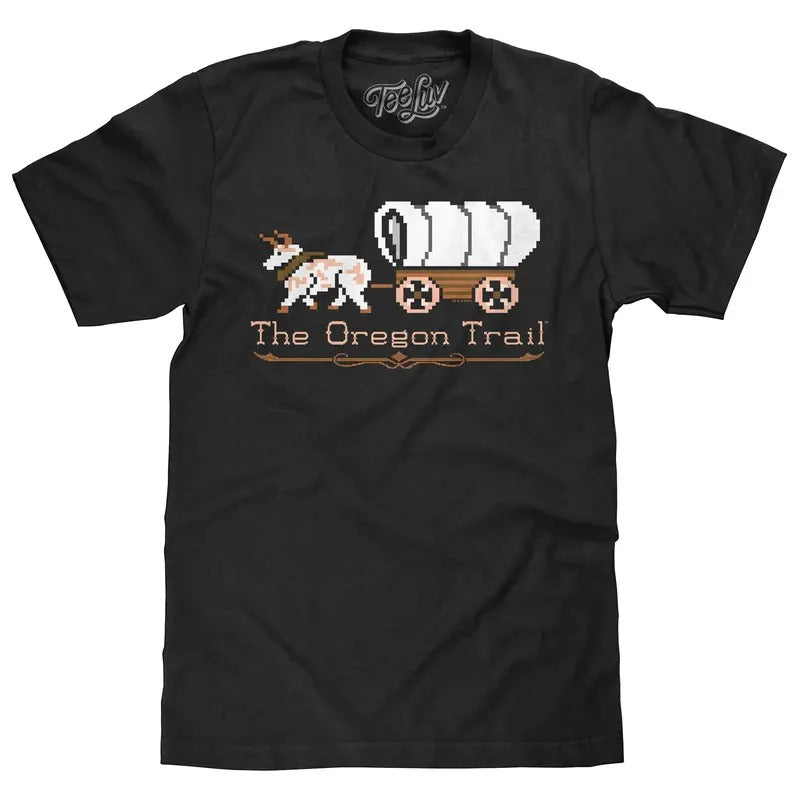 The Oregon Trail Shirt Video Game Logo T-Shirt - Black Hoodie, Sweatshirt | GrindPrints.com