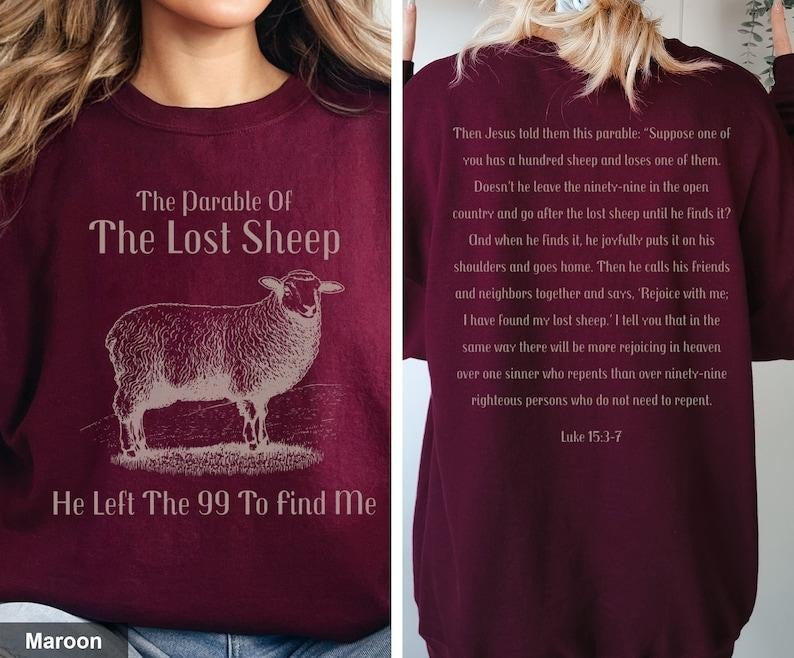 Parable Lost Sheep Luke 15:3 7 Bible Scripture Faith Based Christian T-Shirts, Hoodie, Sweatshirt
