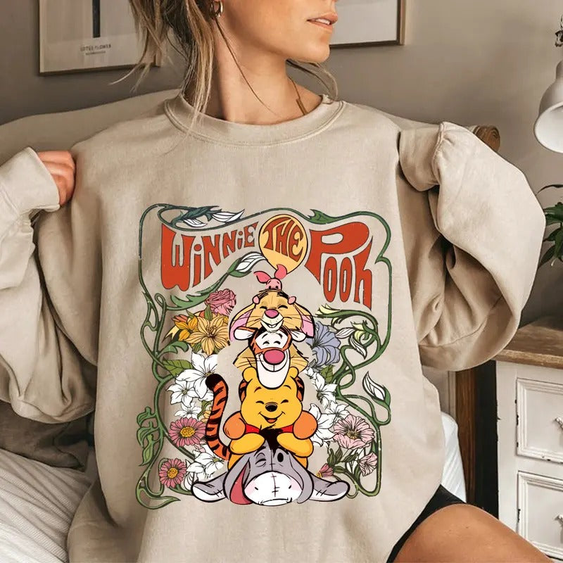 The Pooh and Friends Shirt, Retro Cute Character Sweatshirt, Pooh Smile Shirt, Vintage 90s Films Shirt, Gift For Friends...