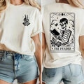 The Reader Tarot Card 2 Sides Sweatshirt, Book Lover Hoodie, Book Lover Gift For Women, Skeleton Reading Shirt, Unisex...