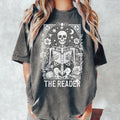 The Reader Tarot Card Shirt, Skeleton Reading Shirt, Unisex Tarot Card Shirt, Book Lover Gift, Bookish Gift, Tarot Lover...