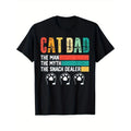 [The Snack Dealer, Vintage Cat Dad Tee] The Man, The Myth, The Snack Dealer Vintage Cat Dad Black T-Shirt for Men