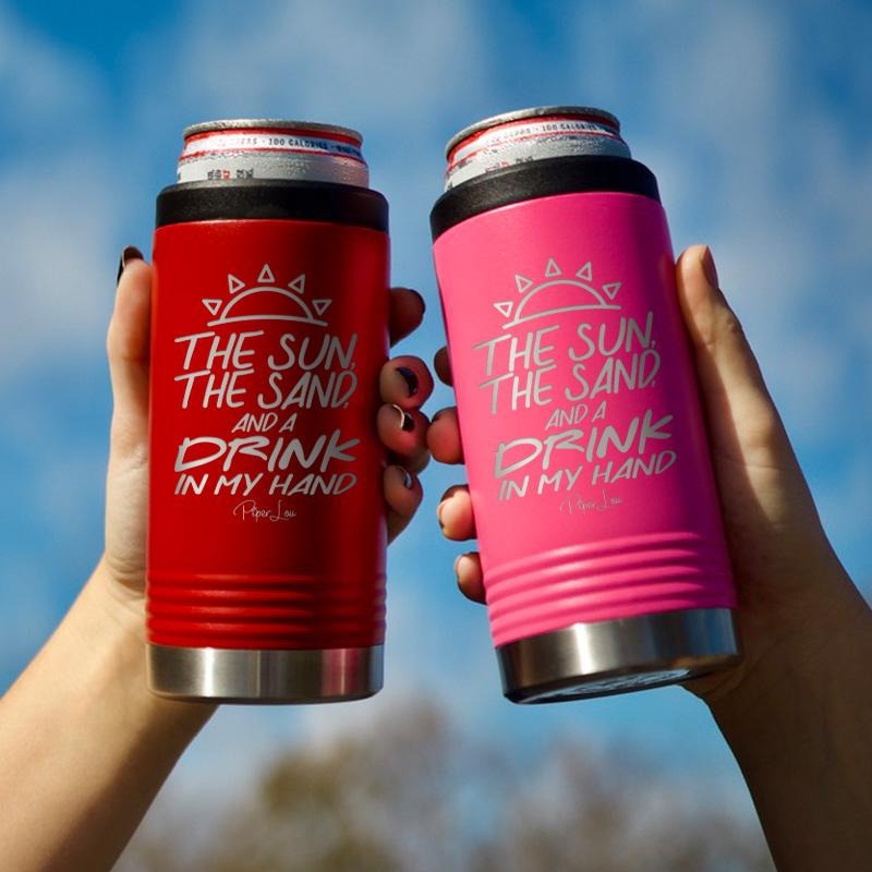 The Sun The Sand And A Drink In My Hand Beverage Holder T-Shirts, Hoodie, Sweatshirt | GrindPrints.com