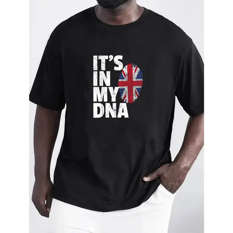 The Union Jack & Slogan Pattern Print Men's Comfy Chic T-shirt, Graphic Tee Men's Summer Outdoor Clothes, Men's Clothing,...