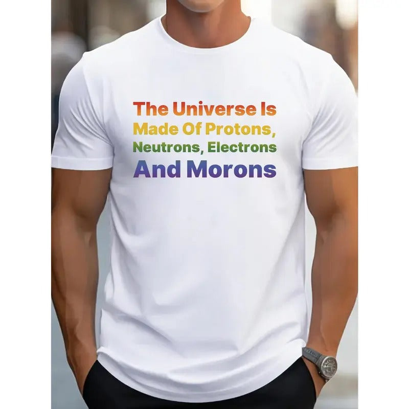 The Universe Is Made Of... Funny Print Tee Shirt, Tees For Men, Casual Short Sleeve T-shirt For Summer Made in USA...