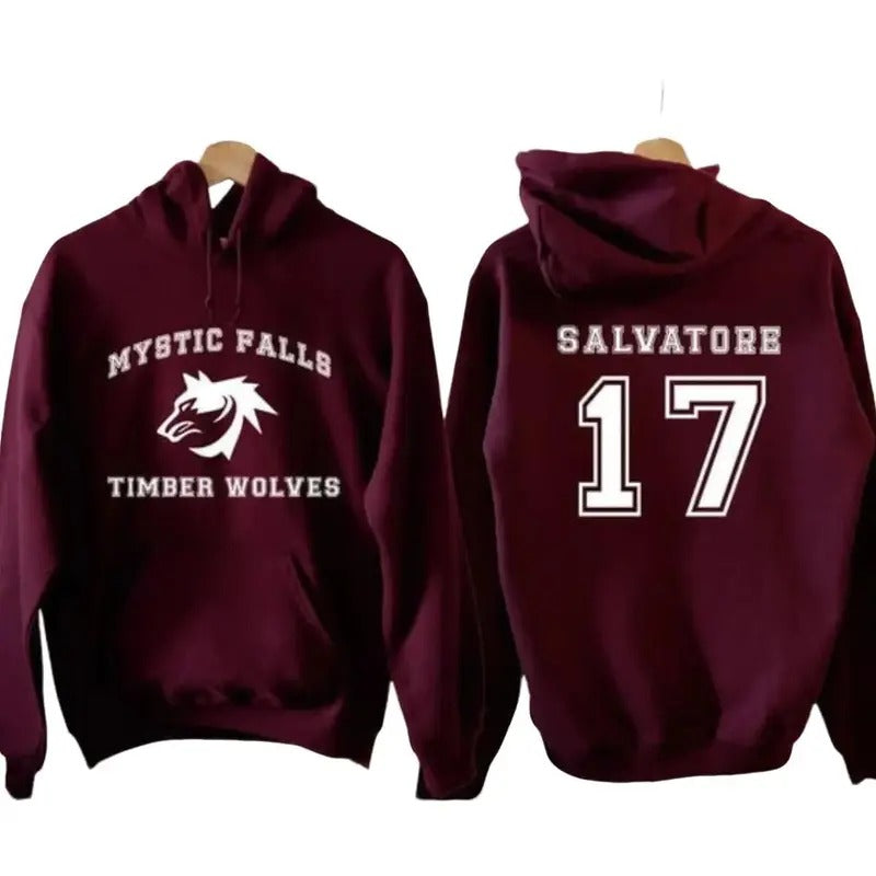 The Vampire Diaries inspired Hoodies, Mystic Falls Salvatore 17 Front And Back, Vampire Diaries Hoodie, Hoodie hot trend...