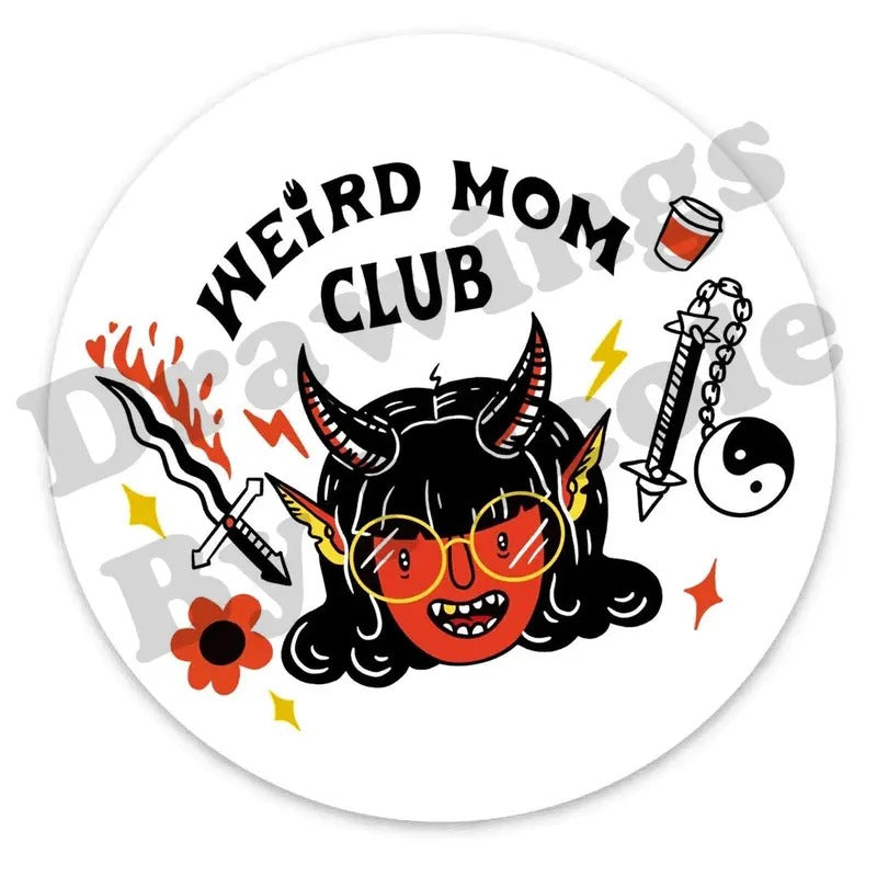The Weird Mom Club Demon Girl Gamer Sticker, 3x3 inches T-Shirts, Hoodie, Sweatshirt | GrindPrints.com