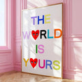 The World Is Yours Colorful Poster Print, INSTANT DIGITAL DOWNLOAD, Retro Fashion, Trendy Aesthetic Art, Dorm Bedroom...