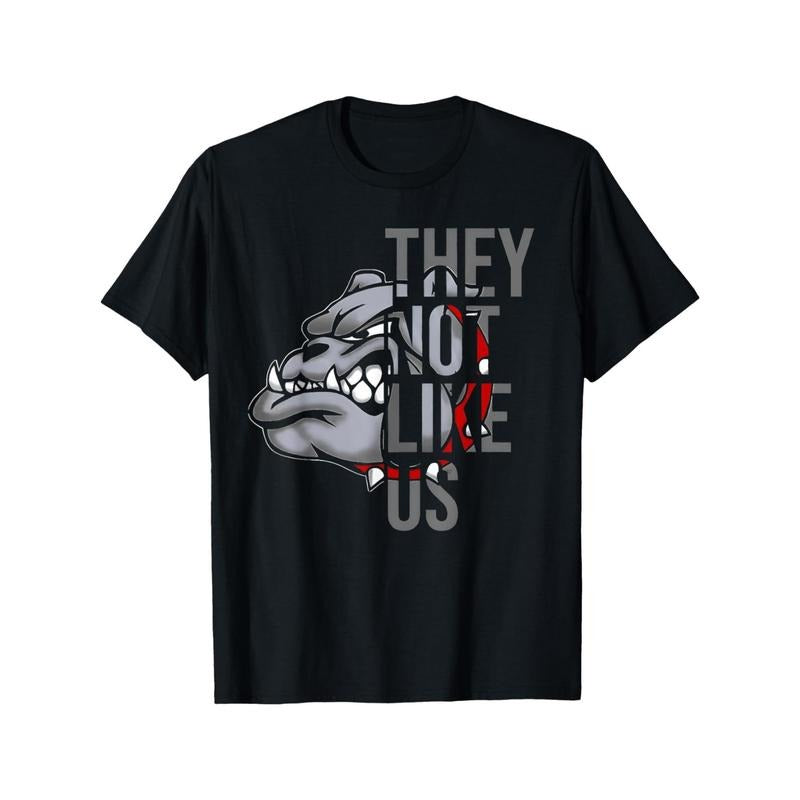 They Not Like US Funny Bulldog American Football Game Day T-Shirt Classic Cotton T-Shirt Timeless Style Staple Gift for...