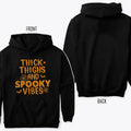 Thick Thighs And Spooky Vibes Halloween Horror Spiderweb Unisex Cotton Sweatshirt and Hoodie for men and women Menswear...