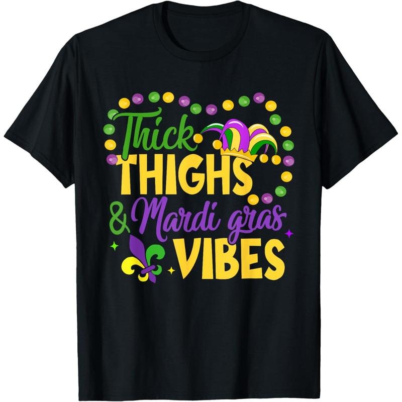 Thick Thighs Mardi Gras Vibes Fleur De Lis Mardi Gras Vibes T-Shirt made in USA Hoodie, Sweatshirt | GrindPrints.com