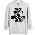 Thick Thighs and Spooky Vibes Halloween Crewneck Sweatshirt Hoodie Tshirt, Halloween 2024 Gifts | GrindPrints.com