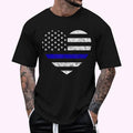 Thin Blue Line American Flag Heart Police T-Shirt