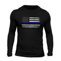 Thin Blue Line Flag USA Police Long Sleeve Men's T-Shirt Casual Classic Hoodie, Sweatshirt | GrindPrints.com
