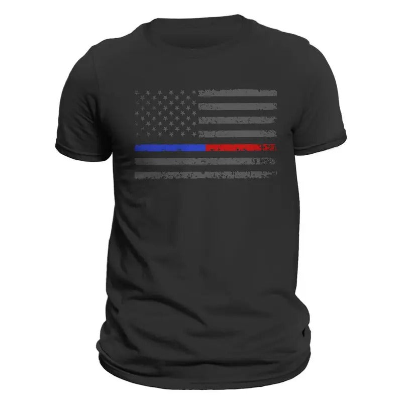 Thin Blue Red Line Flag 2.0 Men's T-Shirt Hoodie, Sweatshirt | GrindPrints.com