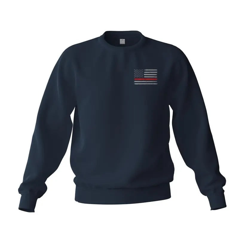 Thin Red Line Flag Fireman Firefighter Support Front Side Print Sweatshirt Classic Cotton T-Shirts, Hoodie | GrindPrints.com