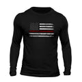 Thin Red Line Flag USA Firefighter Men's Long Sleeve T-Shirt Casual Classic Hoodie, Sweatshirt | GrindPrints.com