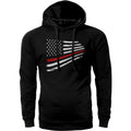 Thin Red Line Flag Warped Design USA Firefighter Hoodie Sweatshirt Cotton Fabric T-Shirts | GrindPrints.com