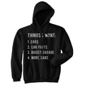 Things I Want List Cars Unisex Hoodie Funny Car Guy Mechanic Wishlist Hooded Sweatshirt Funny Hoodies Funny Mechanic...