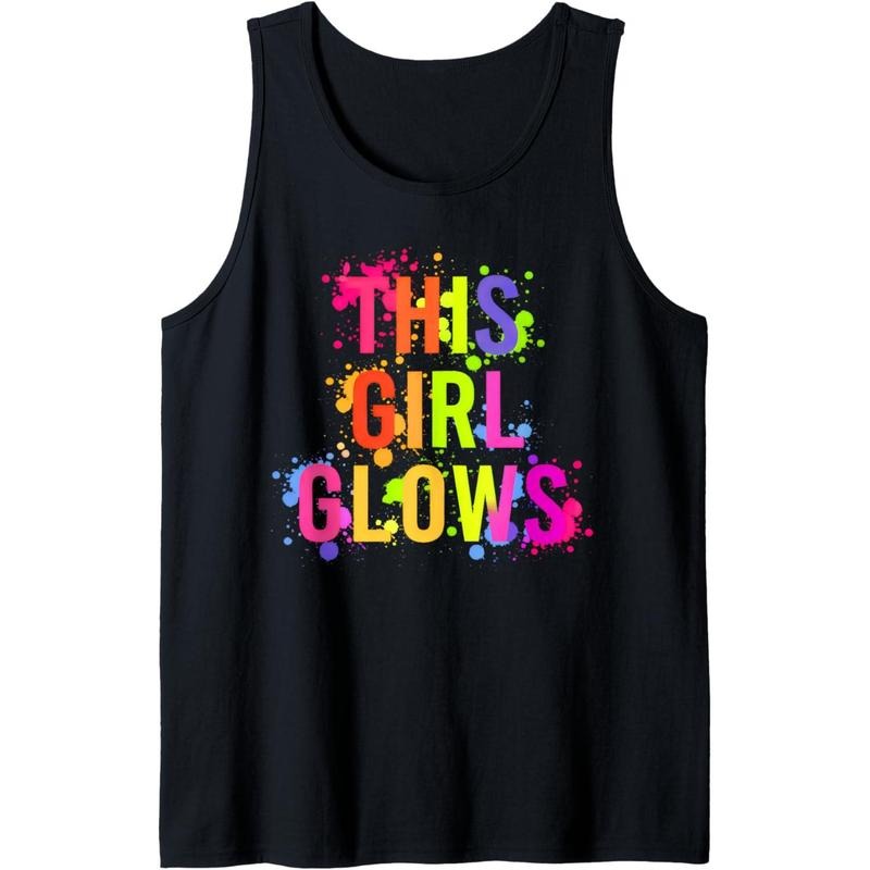 This Girl Glows Colorful Funny Shirt for Girls Women Party Tank Top Made in USA Hoodie, Sweatshirt | GrindPrints.com