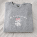 This Is Me If U Even Care Embroidered Sweatshirt, Crewneck, Sweater, Cotton, Coquette Bow, Pink, Gray, White, Dog, Cute...