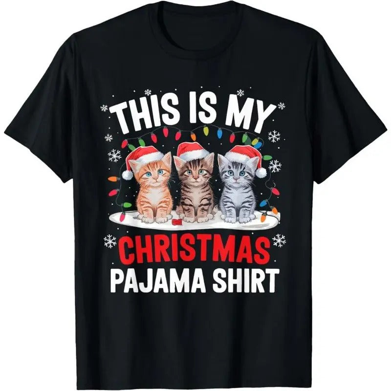 This Is My Pajama Shirt Cat Lover Meow Kitty Xmas Made USA T-Shirts, Hoodie, Sweatshirt