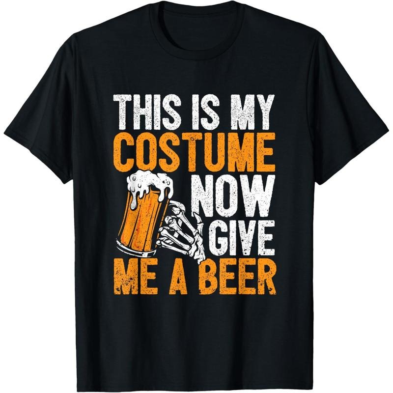 This Is My Costume Now Give Me A Beer Halloween Skeleton T-Shirt  made in us Hoodie, Sweatshirt | GrindPrints.com