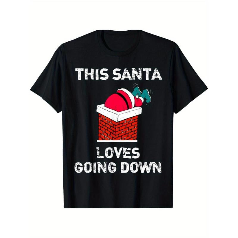 "This Santa Loves Going Down" Funny Christmas Short Sleeve T-Shirt made in usa Hoodie, Sweatshirt | GrindPrints.com