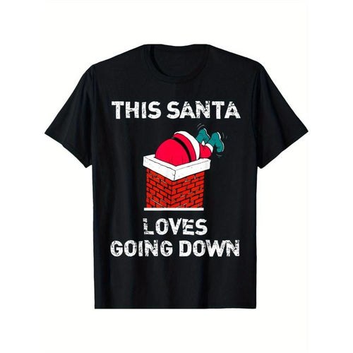 "This Santa Loves Going Down" Funny Christmas Short Sleeve T-Shirt made in usa Hoodie, Sweatshirt | GrindPrints.com