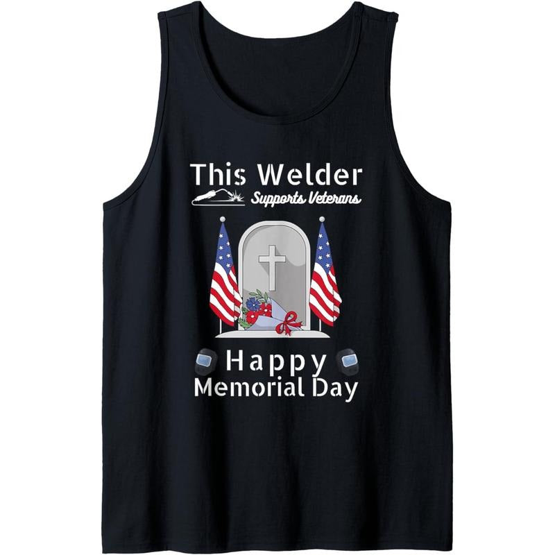 This Welder Supports Veterans Happy Memorial Day USA Tank Top T-Shirts, Hoodie, Sweatshirt | GrindPrints.com